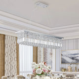 Crystal Chandelier 8-Light Rectangle Raindrop Chandelier Rectangular Pendant Light L39.4"x W9.8"xH8.7"(Bulb Not Included)