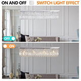 Crystal Chandelier 8-Light Rectangle Raindrop Chandelier Rectangular Pendant Light L39.4"x W9.8"xH8.7"(Bulb Not Included)