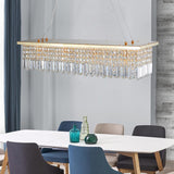 Crystal Chandelier 8-Light Rectangle Raindrop Chandelier Rectangular Pendant Light L39.4"x W9.8"xH8.7"(Bulb Not Included)