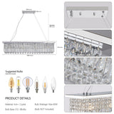 Crystal Chandelier 8-Light Rectangle Raindrop Chandelier Rectangular Pendant Light L39.4"x W9.8"xH8.7"(Bulb Not Included)