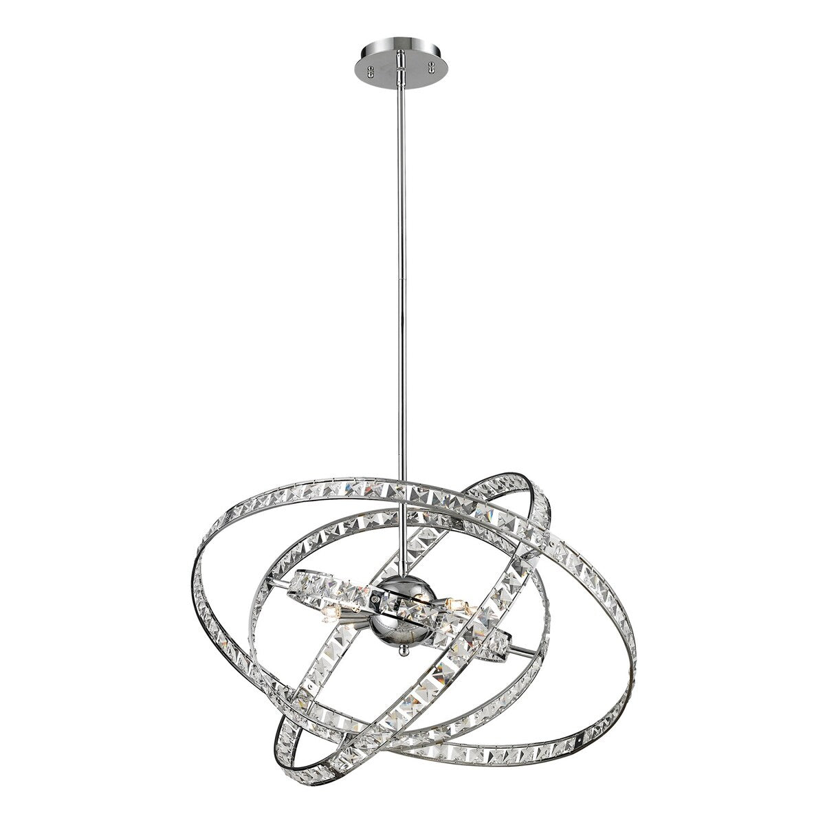 Crystal Home Six Light Chandelier Saturn Chrome - Exact Size