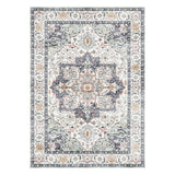 Gertmenian Crystal Print Zeno Blue Traditional Medallion Area Rug - 5' x 7"