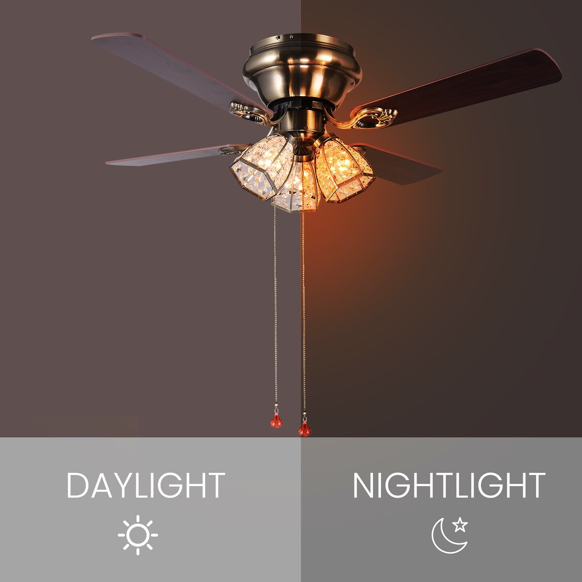 Crystal Reversible Motor Ceiling Fan - 48x48x16.53