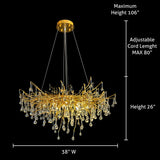 Crystal Tree Branch Modern Gold Round Chandelier