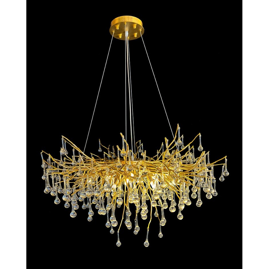 Crystal Tree Branch Modern Gold Round Chandelier