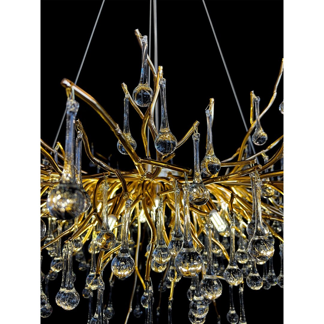 Crystal Tree Branch Modern Gold Round Chandelier