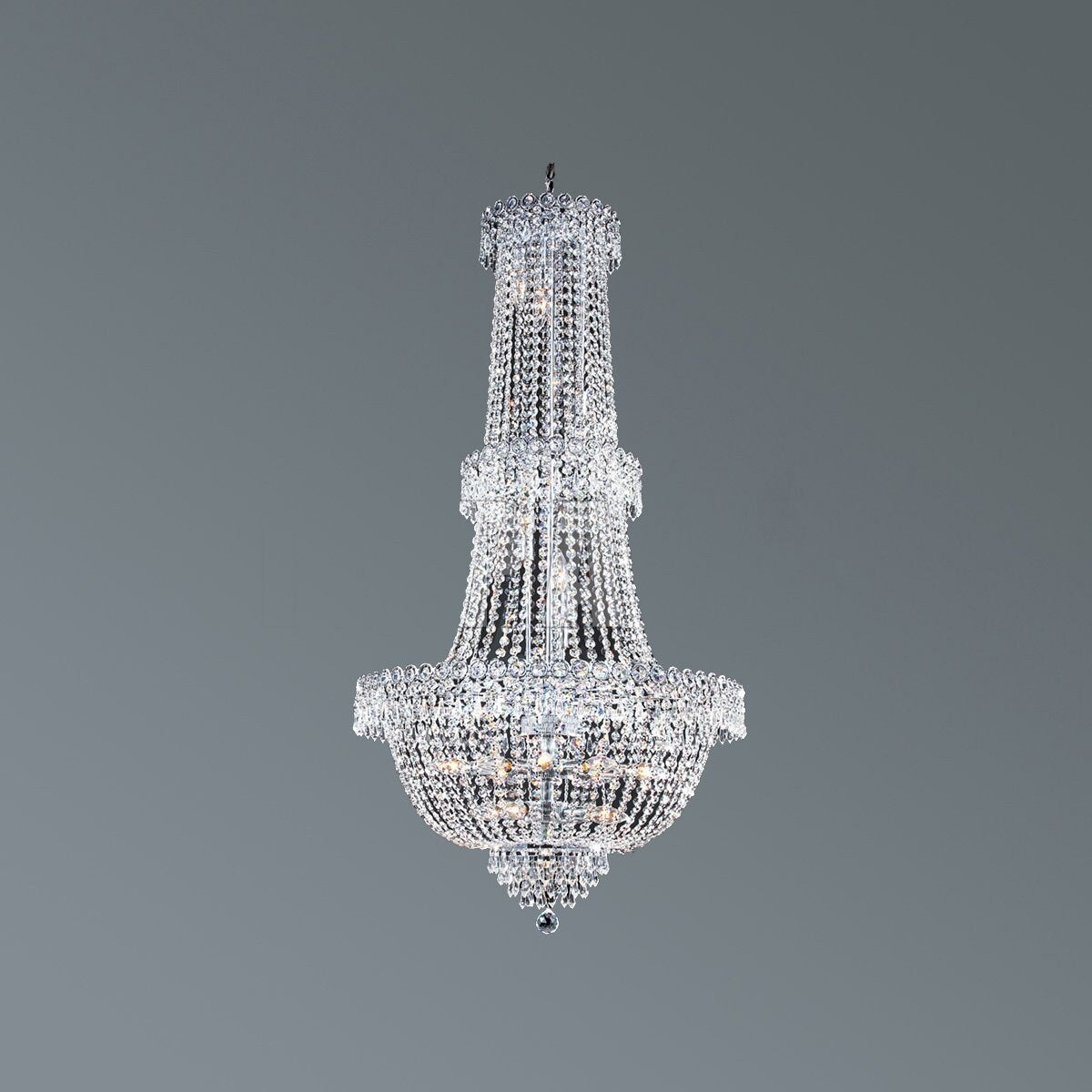 Crystal World 20 Light Chandelier Imperial Silver - Exact Size