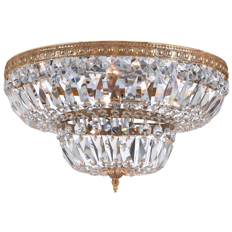 Crystorama 6 Light Clear Hand Cut Brass Ceiling Mount - 24'' W x 14'' H