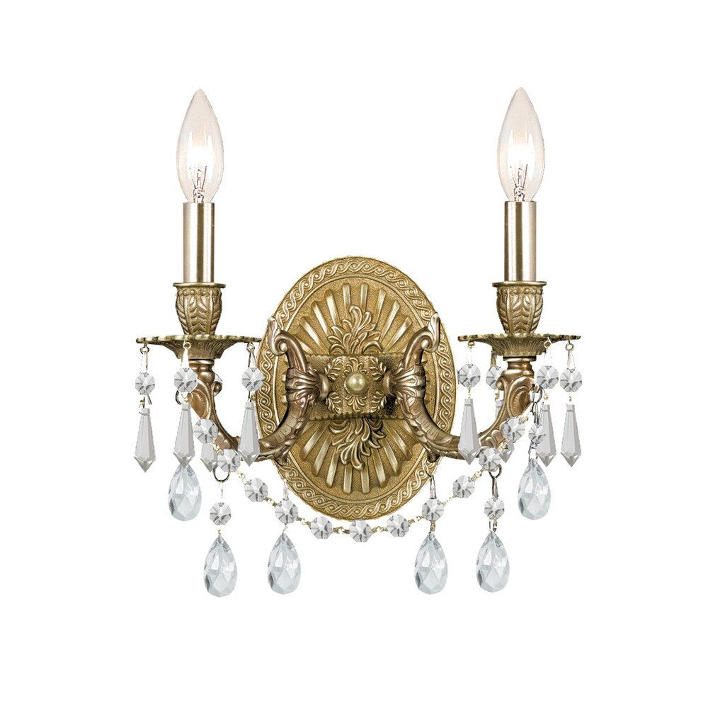 Gramercy 2-light Aged Brass/ Swarovski Spectra Crystal Wall Sconce