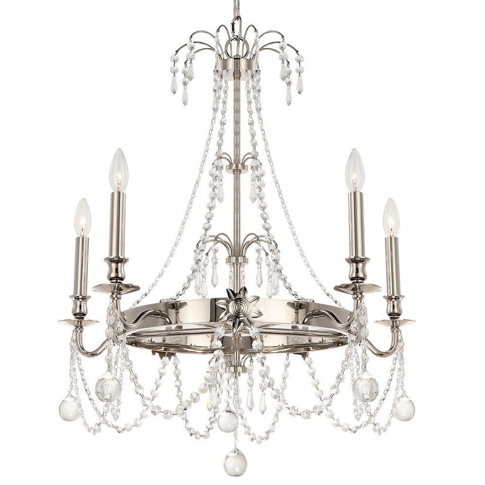 Harlow 5-light Polished Nickel/ Crystal Chandelier - Polished Nickel
