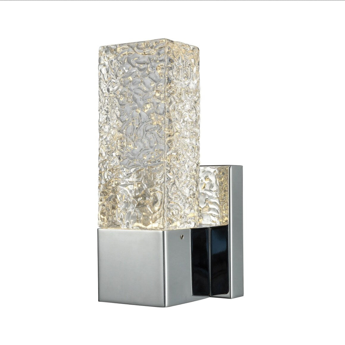 Cubic Ice Polished Chrome Metal Textured Glass 1-light Sconce