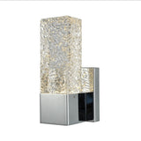 Cubic Ice Polished Chrome Metal Textured Glass 1-light Sconce