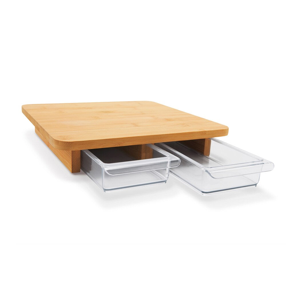 Cubo Bamboo Cutting Board with Drawers