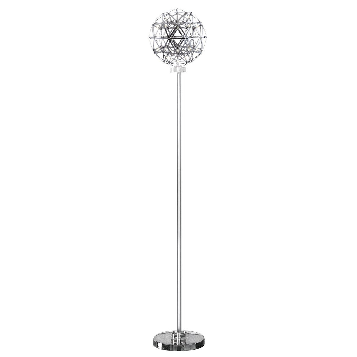 Cue 72 Inch Floor Lamp, Globe Shade, Nickel Metal Frame, Round Base