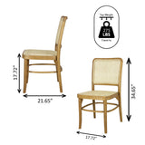 Cukor Mid-Century Vintage Wood Rattan Dining Chair, Natural (Set of 2) by JONATHAN Y