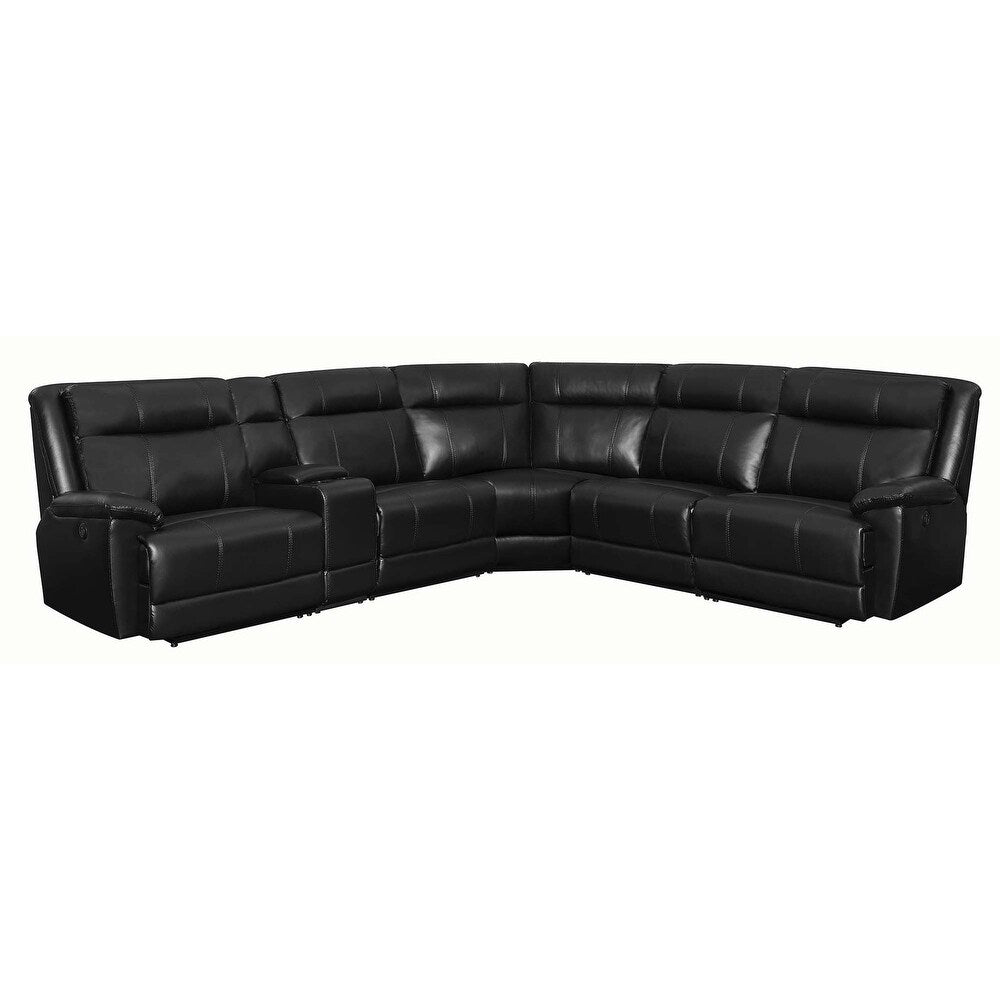 Cullen Bonded Leather Power Motion Sectional, Black - 134" x 122" x 40.50"