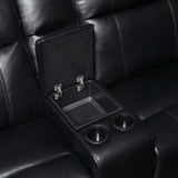 Cullen Bonded Leather Power Motion Sectional, Black - 134" x 122" x 40.50"