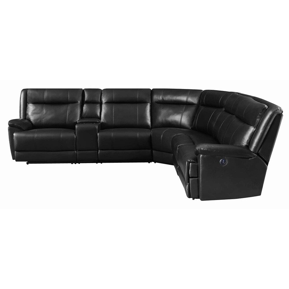 Cullen Bonded Leather Power Motion Sectional, Black - 134" x 122" x 40.50"