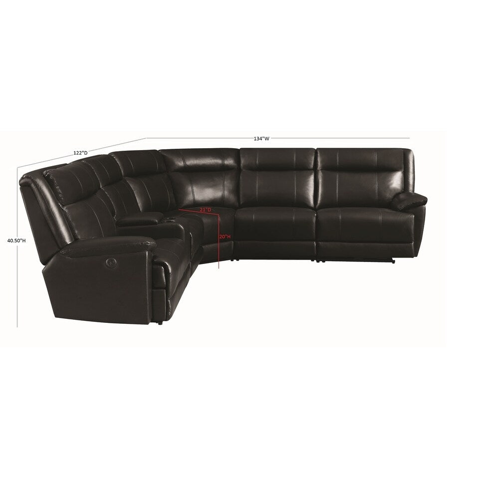 Cullen Bonded Leather Power Motion Sectional, Black - 134" x 122" x 40.50"