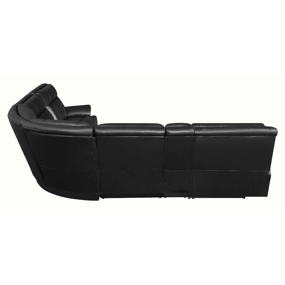 Cullen Bonded Leather Power Motion Sectional, Black - 134" x 122" x 40.50"