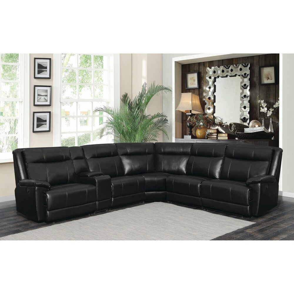 Cullen Bonded Leather Power Motion Sectional, Black - 134" x 122" x 40.50"