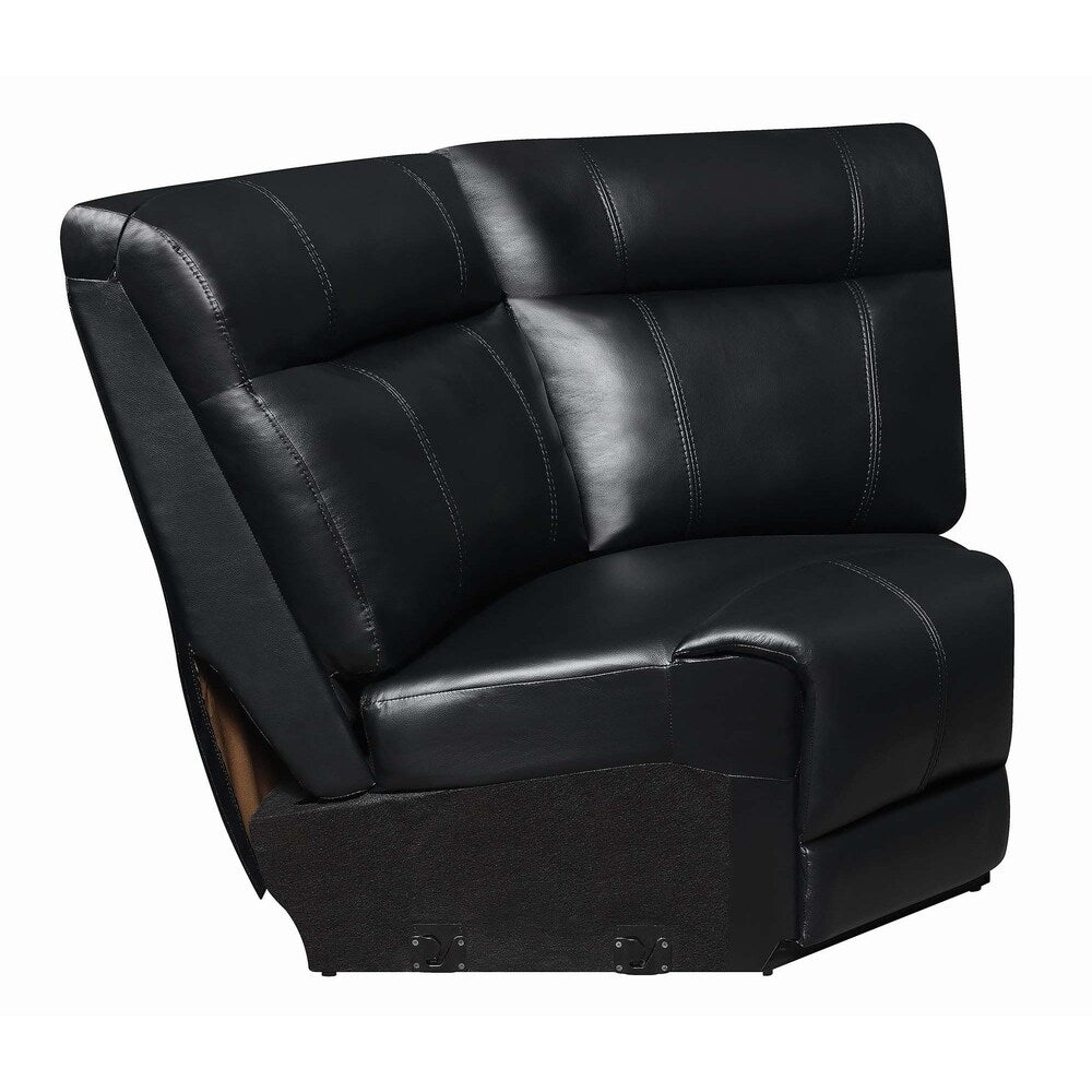 Cullen Bonded Leather Power Motion Sectional, Black - 134" x 122" x 40.50"