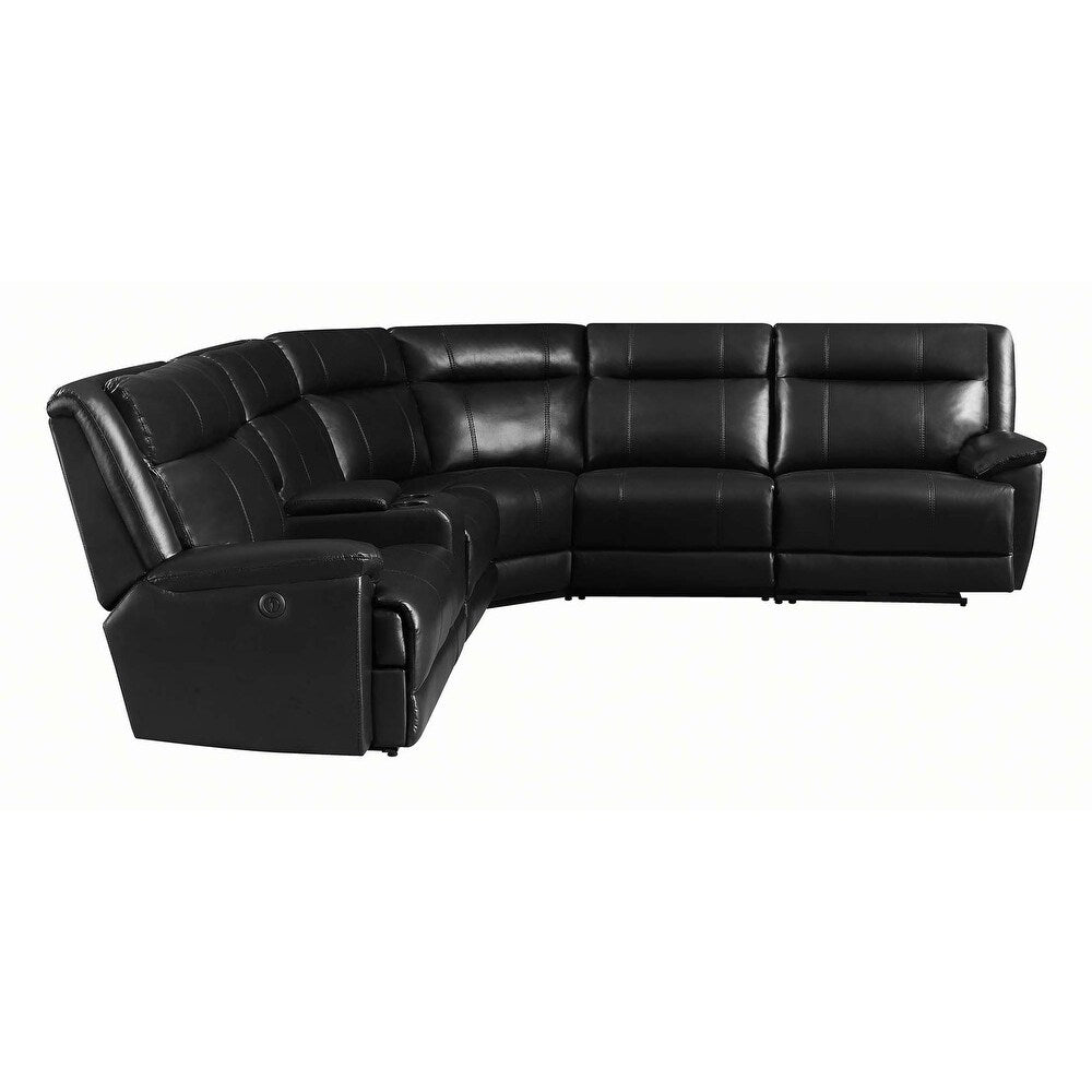 Cullen Bonded Leather Power Motion Sectional, Black - 134" x 122" x 40.50"