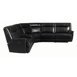 Cullen Bonded Leather Power Motion Sectional, Black - 134" x 122" x 40.50"