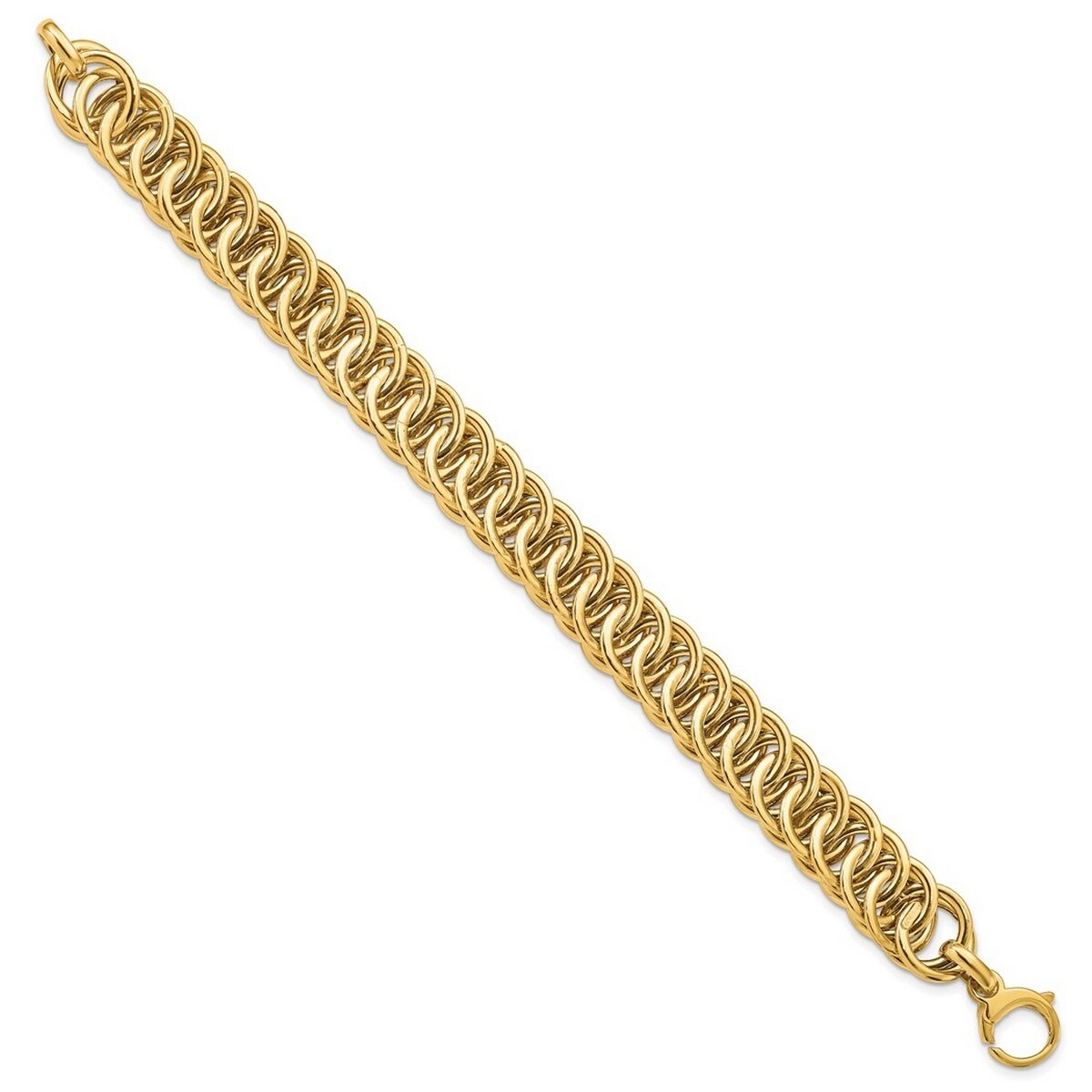 Curata 10.67mm 14k Gold Polished Sparkle Cut Reversible Bracelet 7.5 Inch