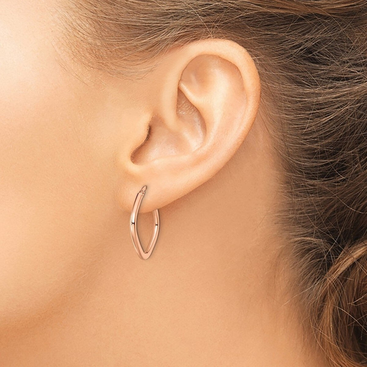 Curata 10k Rose Gold Hinged hoop Polished 21.5x6mm Square Hoop Earrings