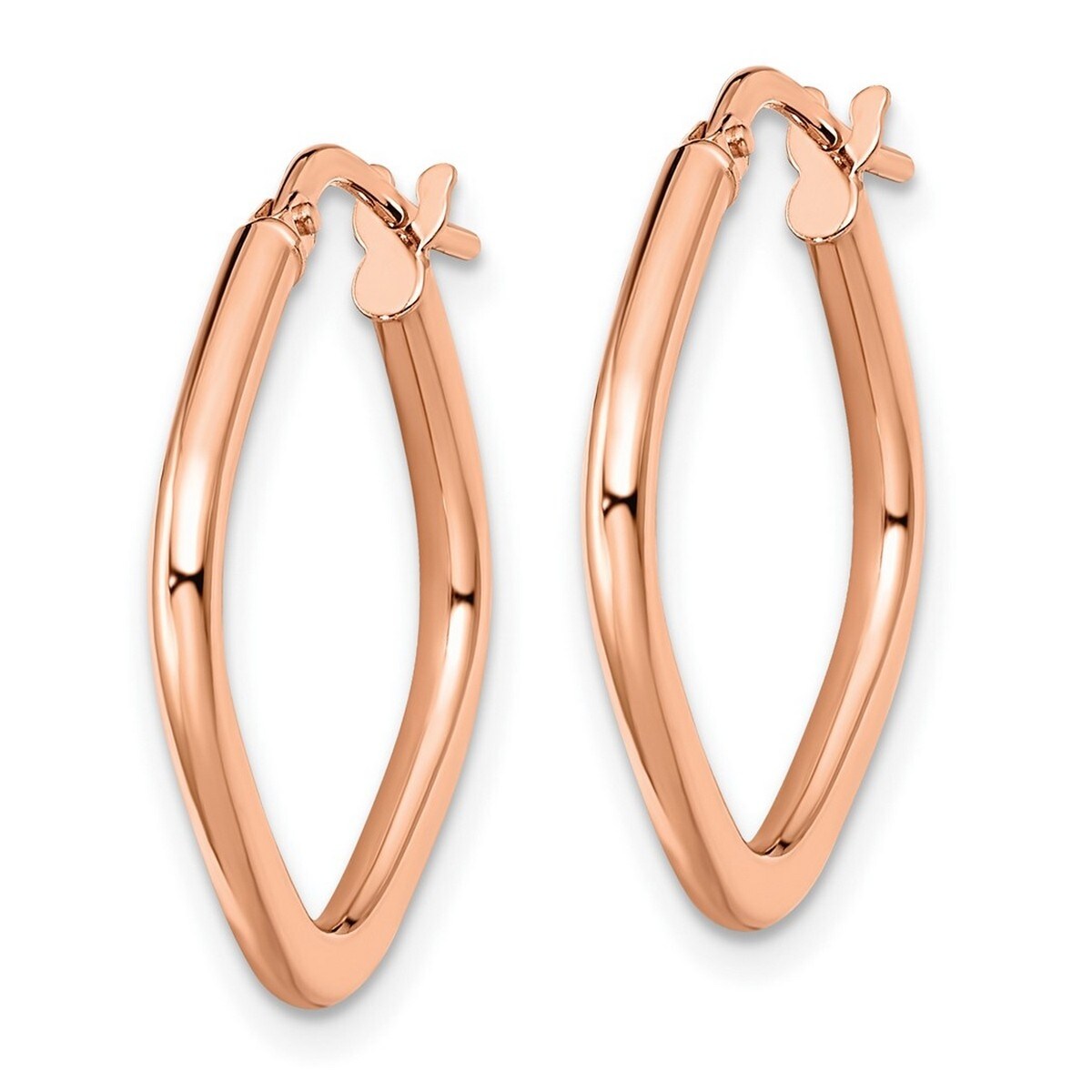 Curata 10k Rose Gold Hinged hoop Polished 21.5x6mm Square Hoop Earrings
