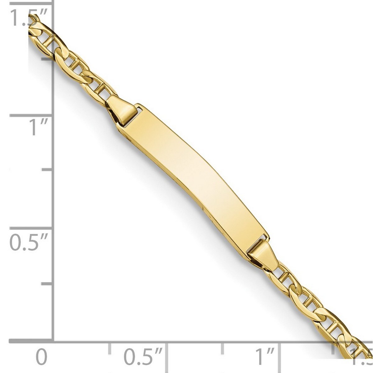 Curata 10k Yellow Gold Engravable Flat 4mm Mariner Anchor Link ID Bracelet 7 Inch