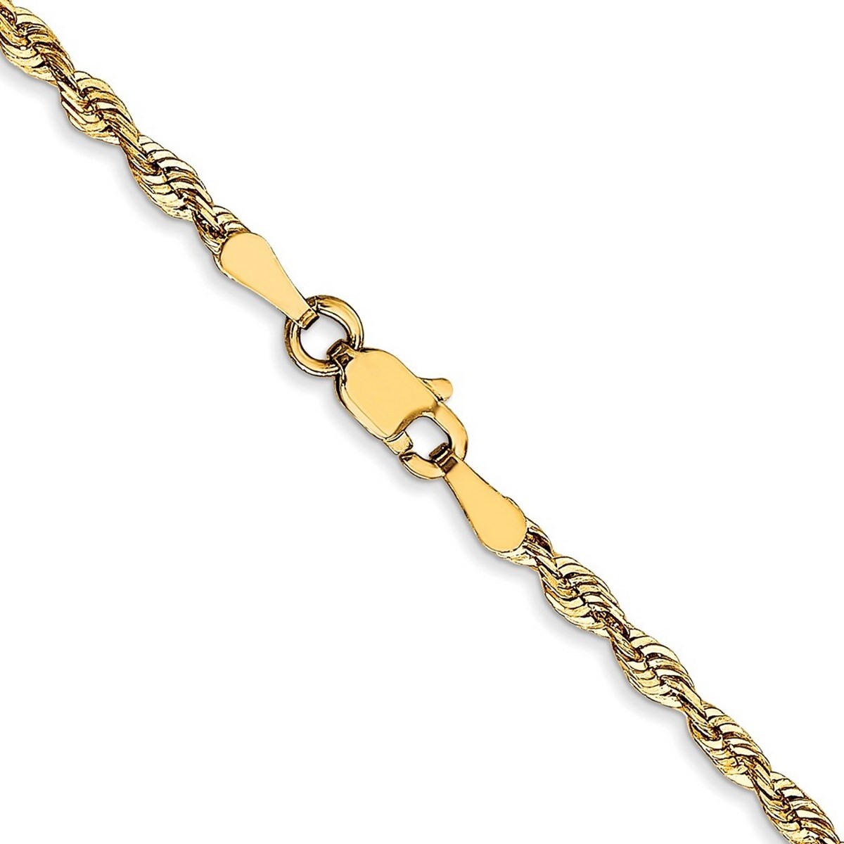 Curata 10k Yellow Gold Solid Polished Lobster Claw Closure 2.9mm Sparkle Cut Lightweight Rope Chain Bracelet 8 Inch