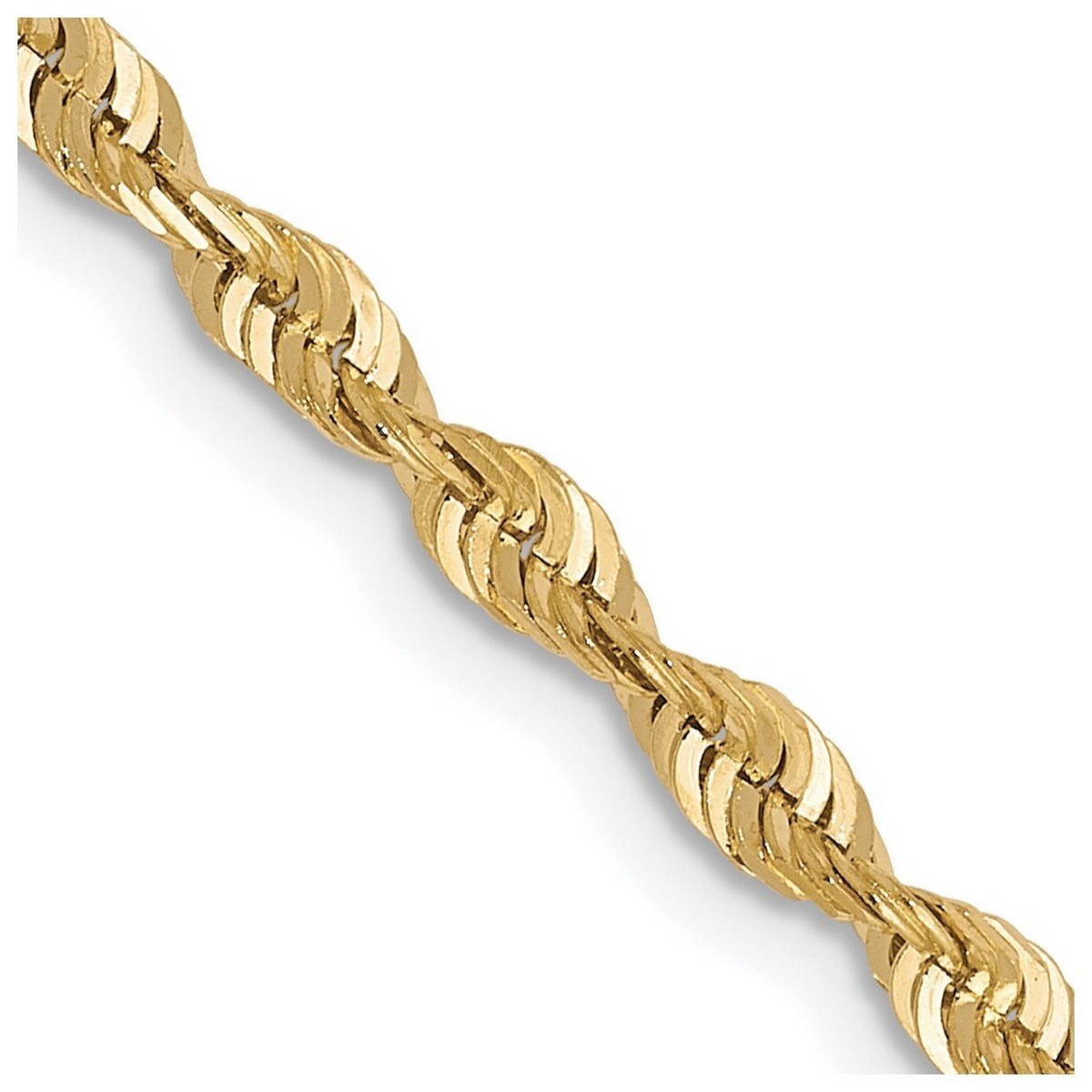 Curata 10k Yellow Gold Solid Polished Lobster Claw Closure 2.9mm Sparkle Cut Lightweight Rope Chain Bracelet 8 Inch