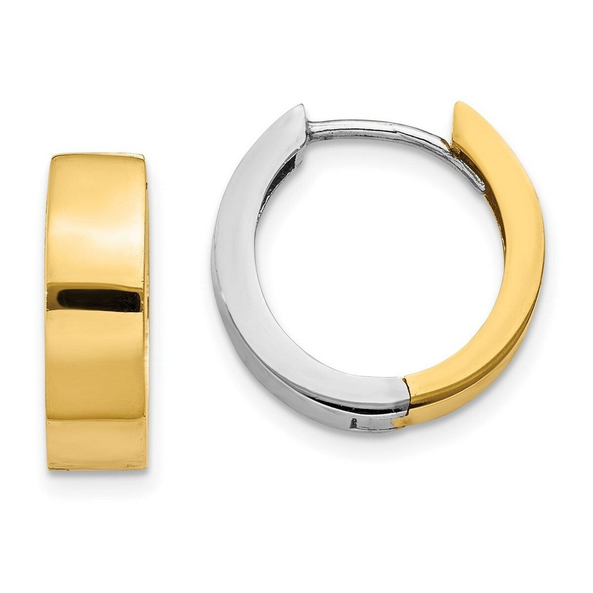 Curata 14K Two Tone Gold Hinged Hoop Earrings - 11x4.5mm