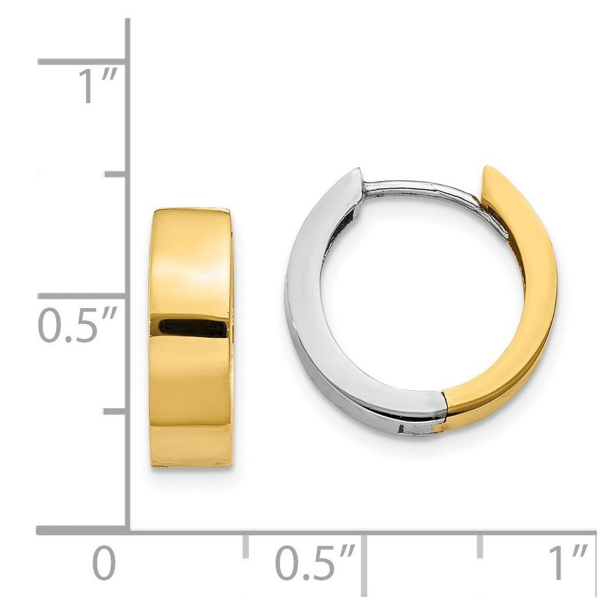 Curata 14K Two Tone Gold Hinged Hoop Earrings - 11x4.5mm