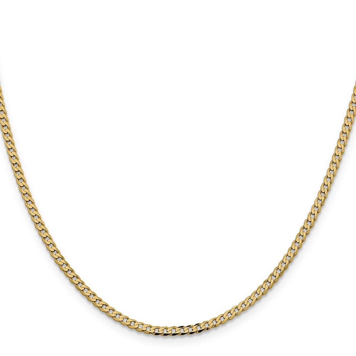 Curata 14k 2.3mm Beveled Curb Chain Bracelet 7 Inch Jewelry Gifts for Women