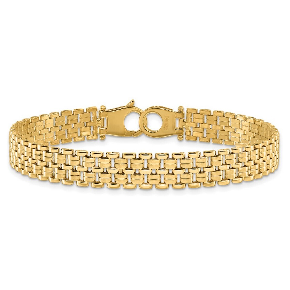 Curata 14k Gold Brushed and Polished Basket Weave Pattern Bracelet 7.5 Inch