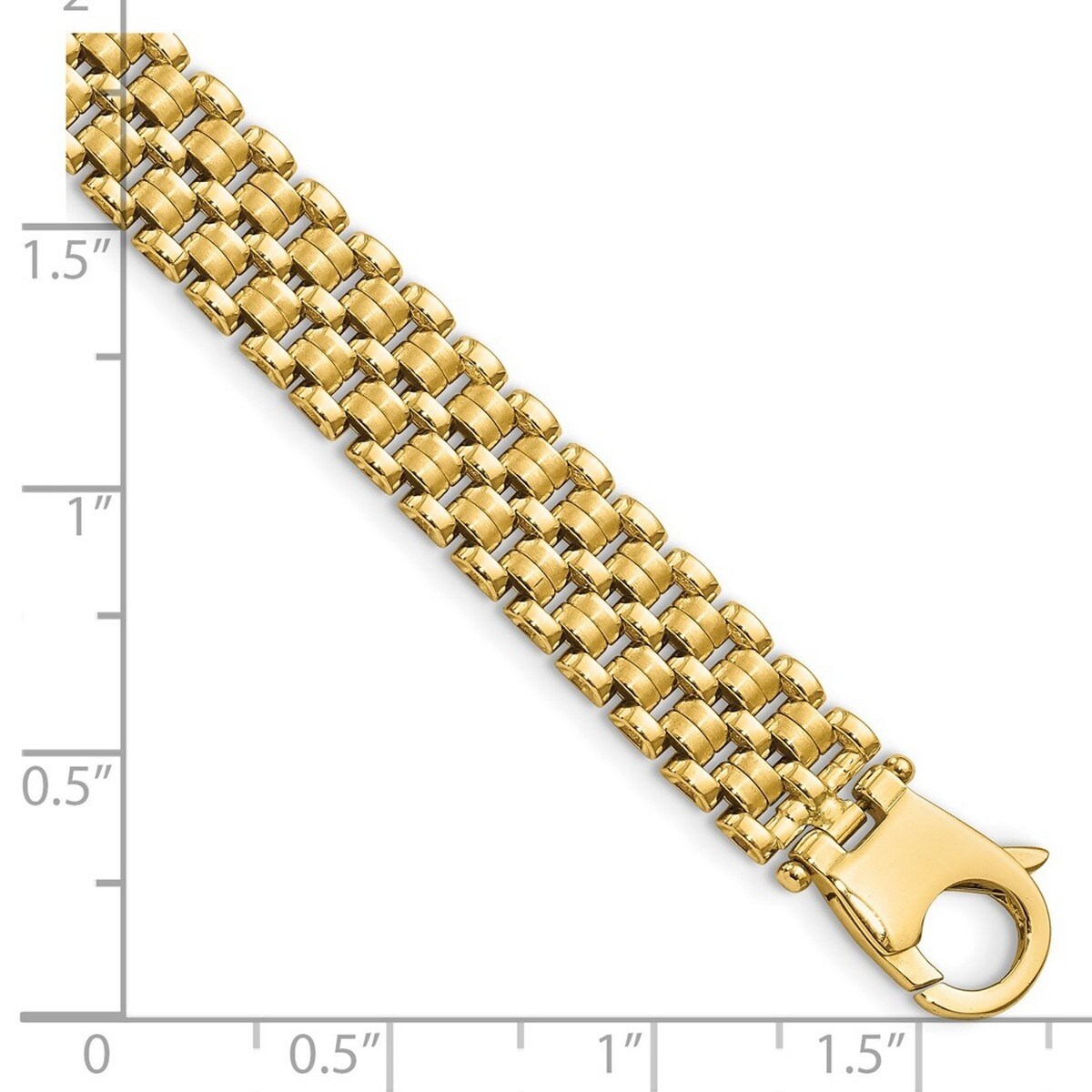 Curata 14k Gold Brushed and Polished Basket Weave Pattern Bracelet 7.5 Inch