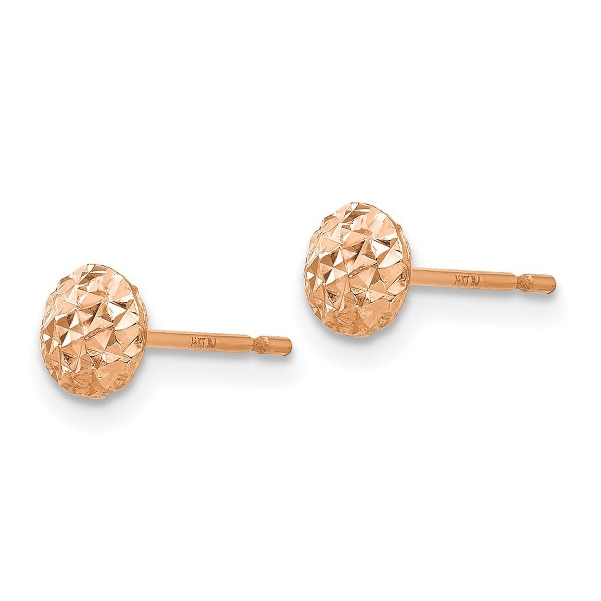 Curata 14k Rose Gold 5 mm Puff Circle Stud Earrings