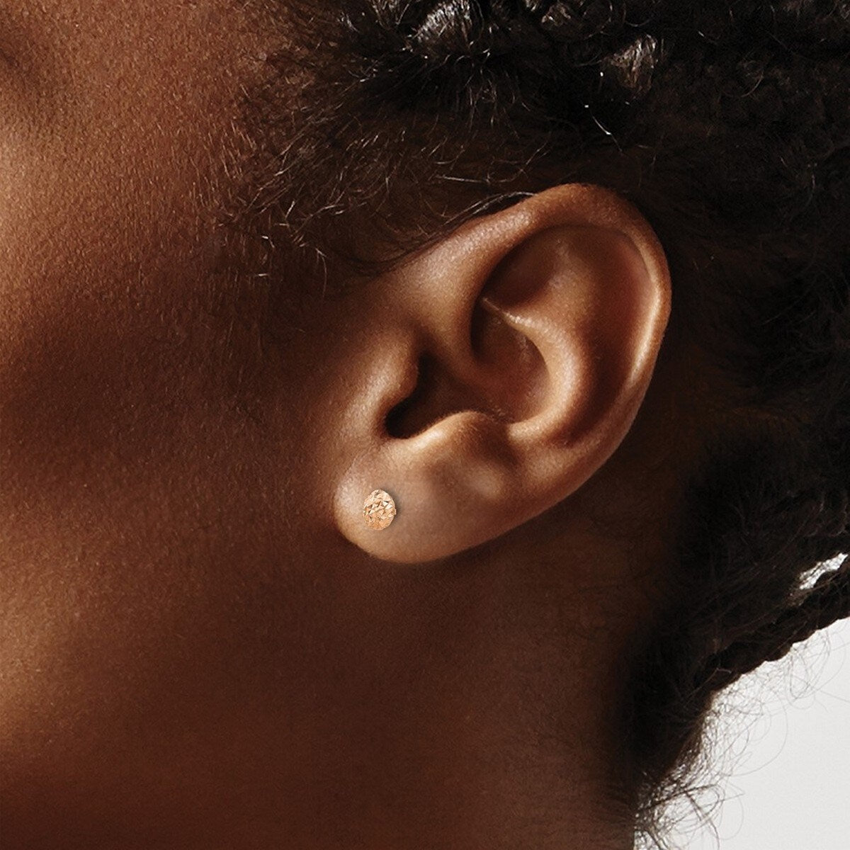 Curata 14k Rose Gold 5 mm Puff Circle Stud Earrings