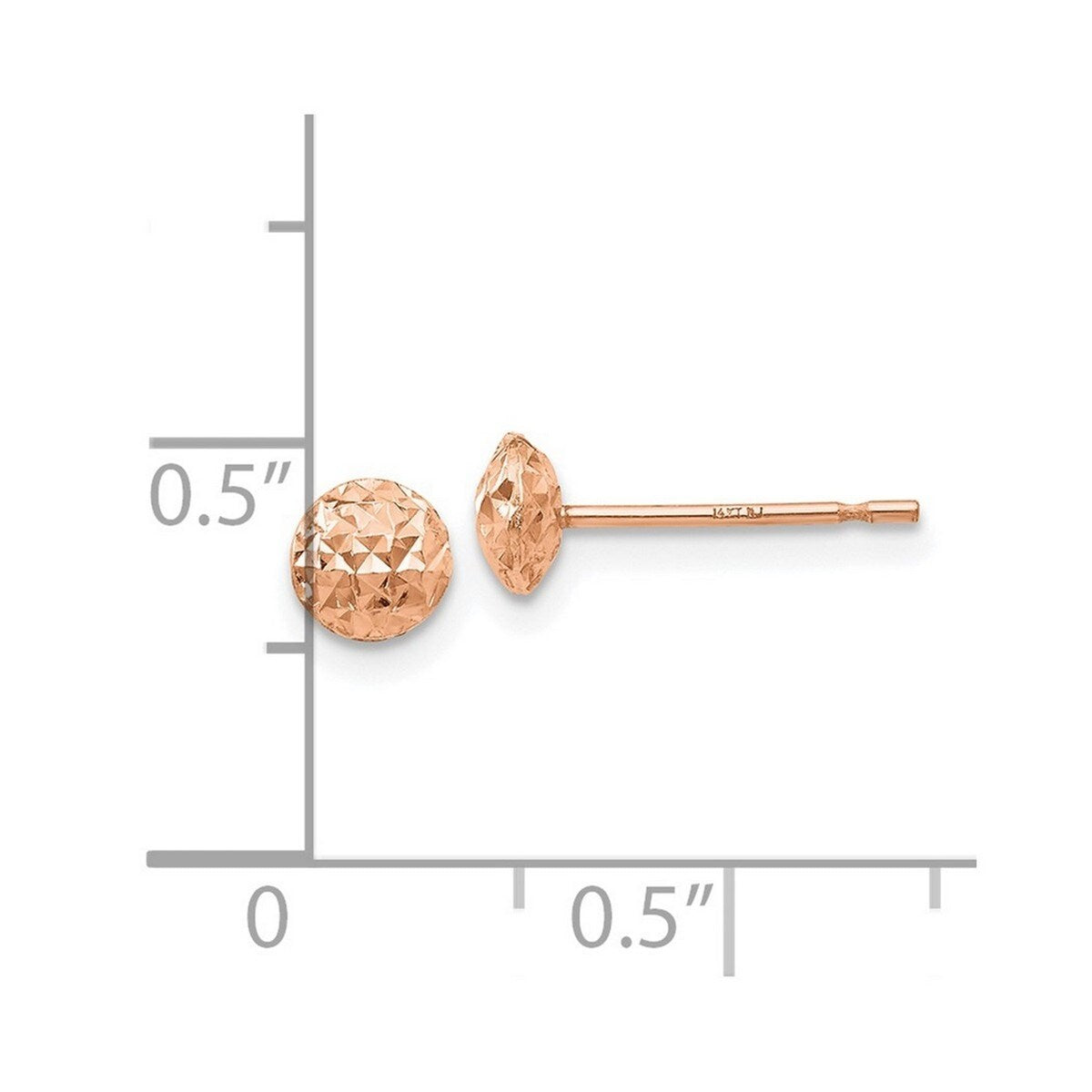 Curata 14k Rose Gold 5 mm Puff Circle Stud Earrings