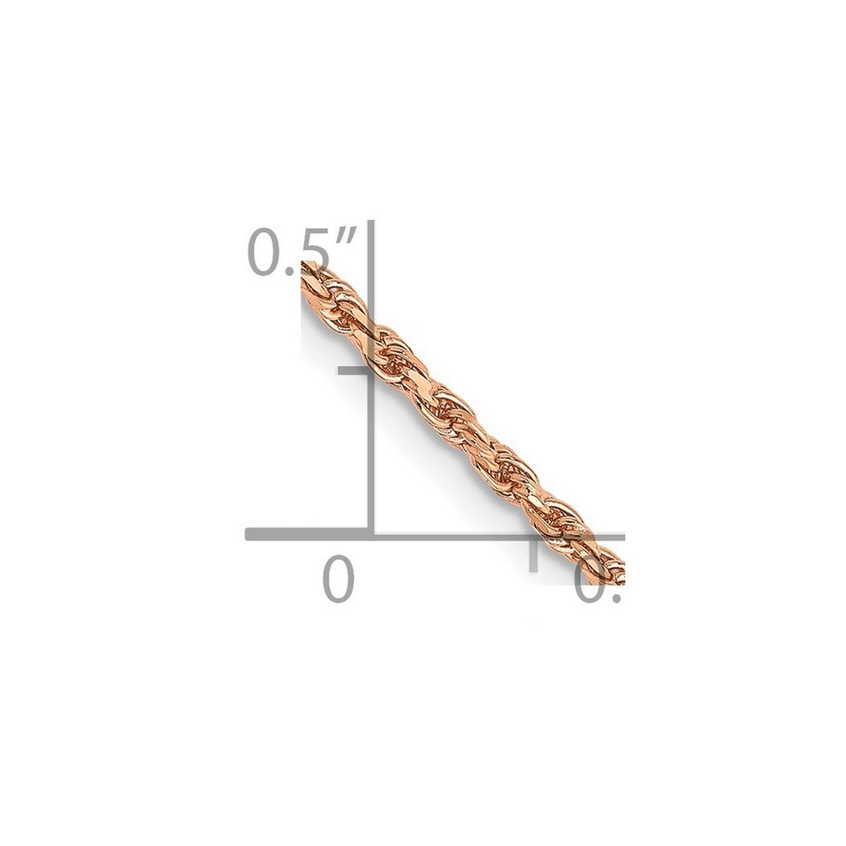 Curata 14k Rose Gold Solid 1.8mm Sparkle Cut Rope Chain Bracelet