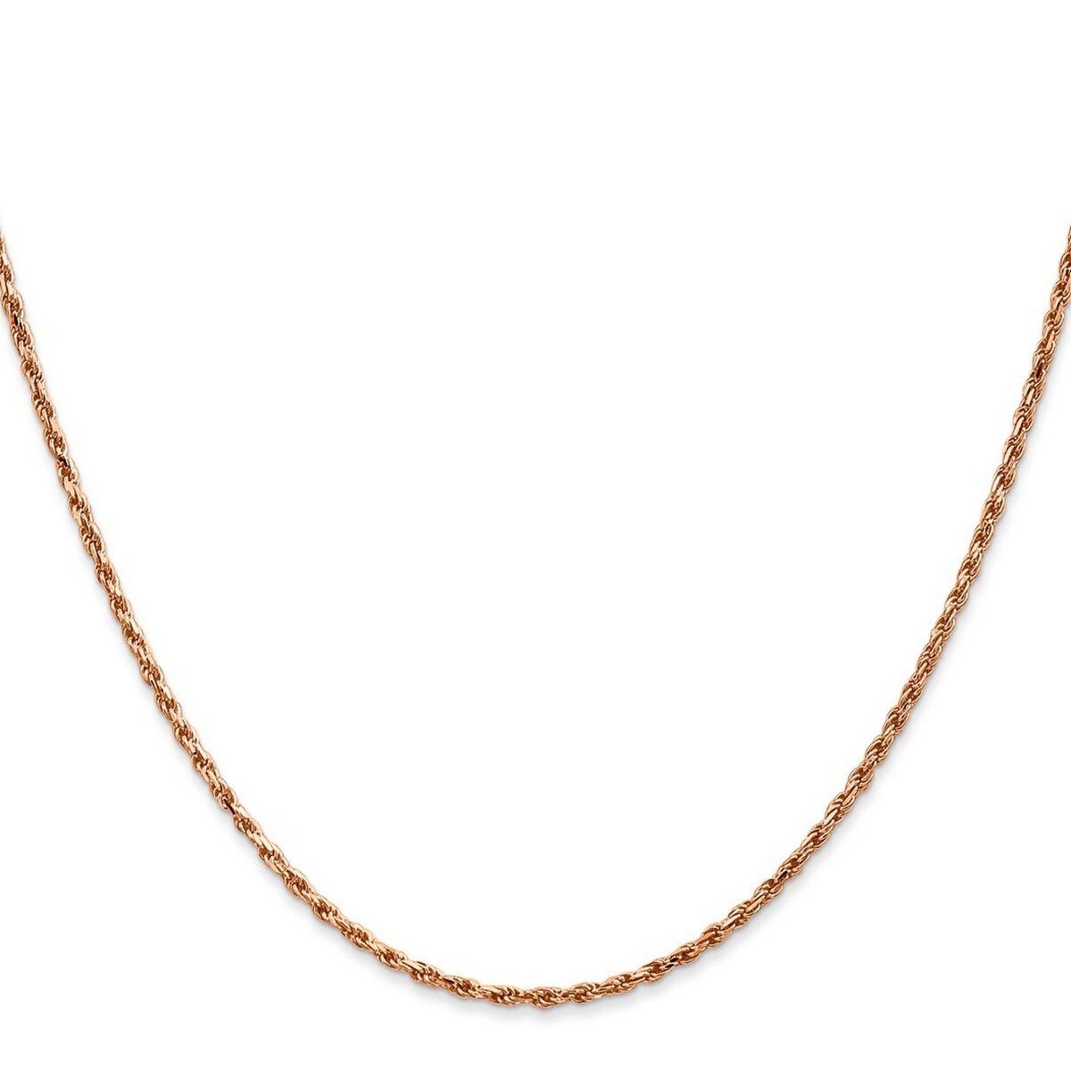 Curata 14k Rose Gold Solid 1.8mm Sparkle Cut Rope Chain Bracelet