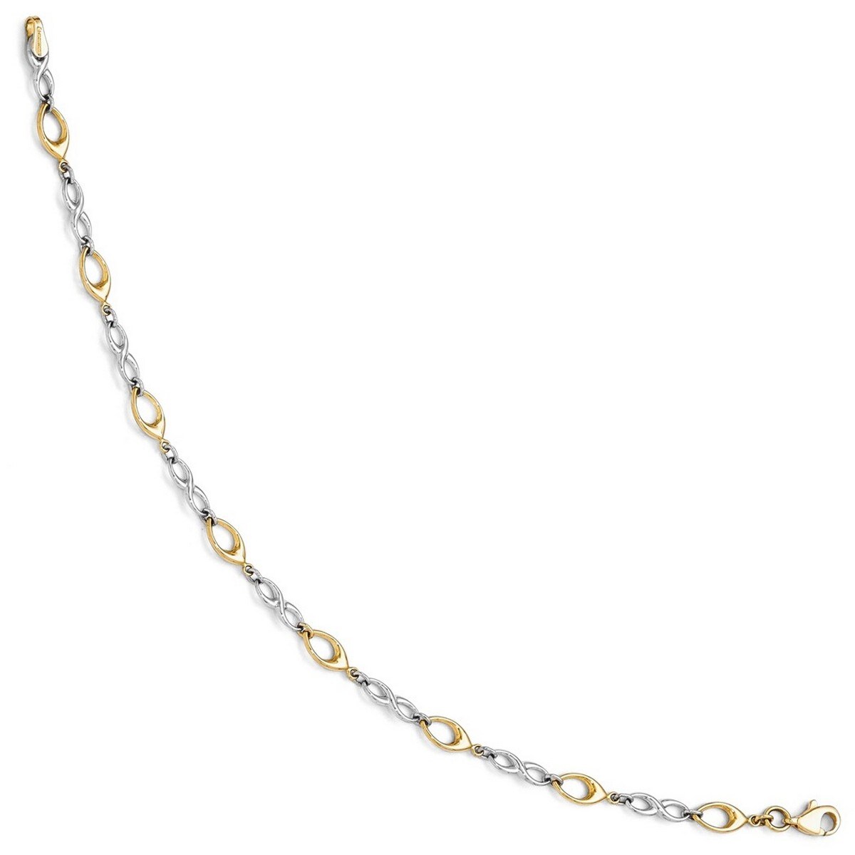 Curata 14k Two Tone Fancy Lobster Closure Gold Polished Bracelet 7.5 Inch