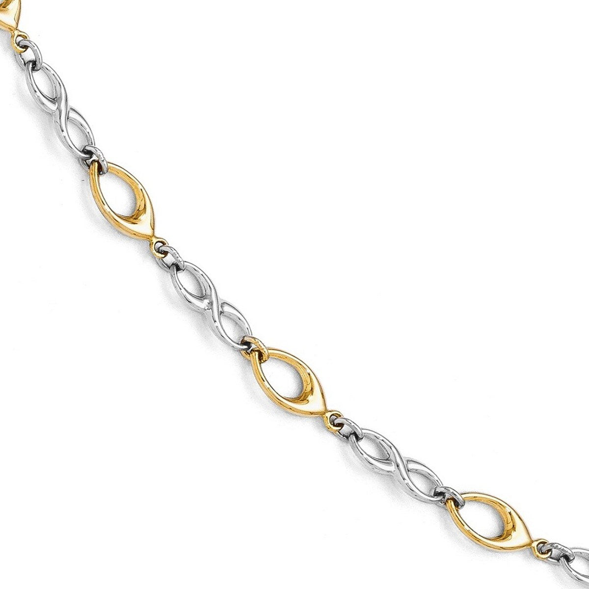Curata 14k Two Tone Fancy Lobster Closure Gold Polished Bracelet 7.5 Inch