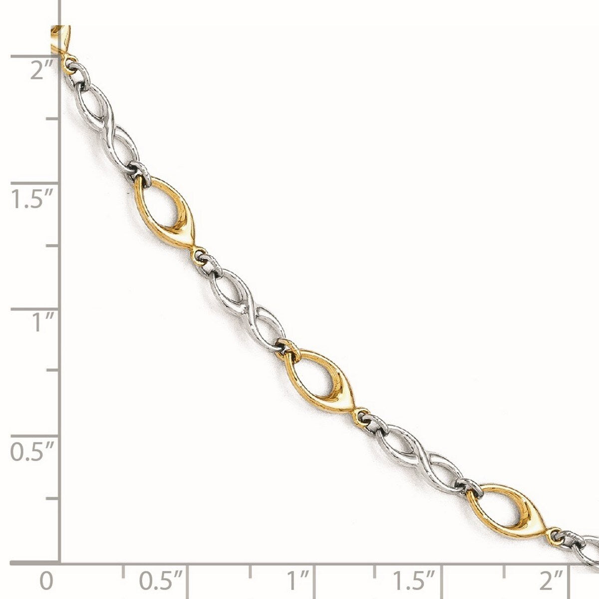 Curata 14k Two Tone Fancy Lobster Closure Gold Polished Bracelet 7.5 Inch