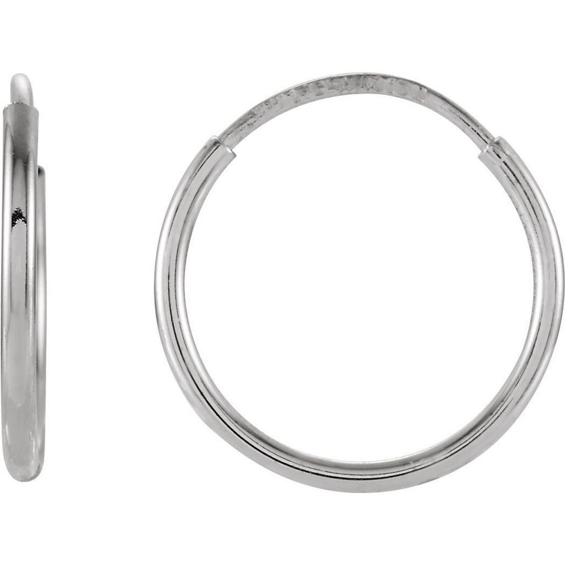 Curata 14k White Gold 12mm Polished Endless Hoop Earrings