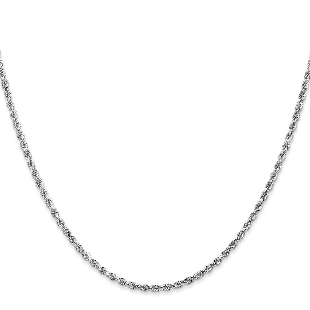 Curata 14k White Gold 2mm Diamond-Cut Rope Chain Anklet Bracelet - 9 Inch - Lobster Claw