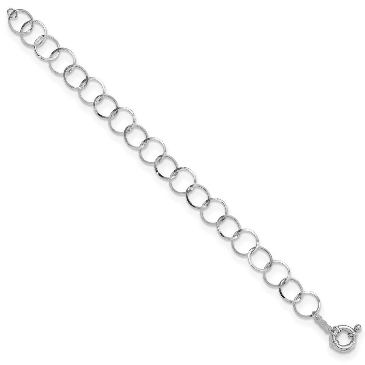 Curata 14k White Gold Polished Fancy Spring Open Circle Bracelet 7.5 Inch Spring Ring